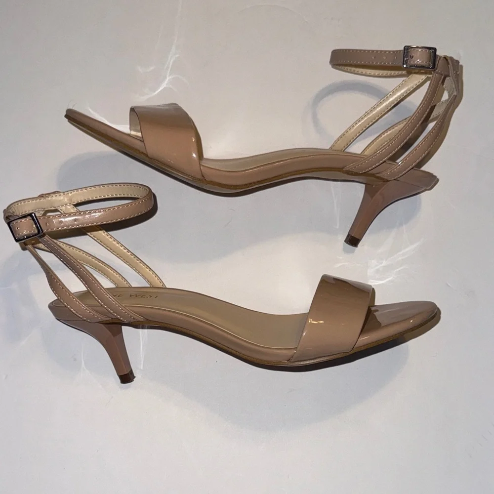 Nine West Nude-Tan Ankle Strap Block Heels - Picture 3 of 5